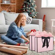 20 túi quà bằng giấy Kraft màu hồng có quai ruy băng nơ, túi quà giấy nằm ngang phù hợp làm quà tặng cho phù dâu trong đám cưới, dùng được cho cả nam và nữ, cũng thích hợp làm quà sinh nhật, quà cưới, quà tiệc phù dâu, quà tặng bán lẻ. - Nhiều màu - Xem 12