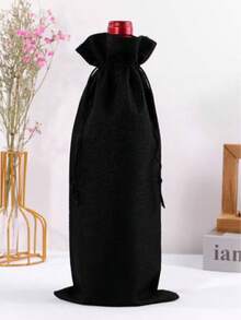 Personalized Linen Wine Bottle Storage Drawstring Bag, Floral Alphabet A-Z Printed On Linen Fabric, Thick Burlap Material, Linen Gift Bag With Drawstring Closure, Reusable And Durable, Suitable For Wine Bottle Storage, Home Organization, Gift Packaging For Parties, Weddings, Holidays And Christmas, Also Ideal As New Year Gift - Multicolor - View 17