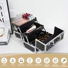 Makeup Case Make Up Box Cosmetic Case Large Makeup Organiser Box With Lockable Large Vanity Case - Black2 - View 5