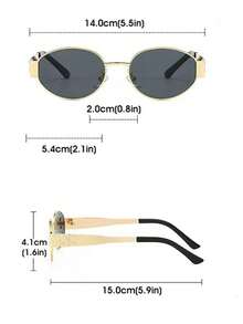 1/2 副女士金属框椭圆形时尚眼镜，适合日常佩戴、户外海滩和街头风格眼镜