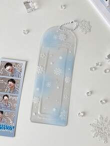 1 PC Transparent White Snowflake Life Four Grid Card Holder Long Head Sticker Pendant Card Holder Chasing Star Card Bag Girl