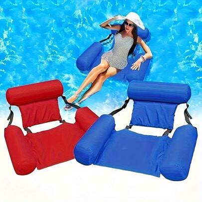 1pc Inflatable Pool Floats Adult Size Water Hammock,Foldable Floats Swimming Pool,Floating Bed For Water Leisure,Pool Rafts Lounge Chairs Floaties Vacation Fun And Rest