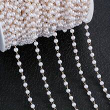 1m/Bag 4mm Fashion Pearl Copper Chain Pearl Chain DIY Bracelet Necklace Jewelry Making Supplies Gift Accessories