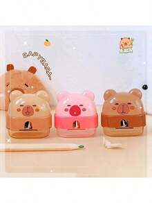 2pcs/1pc Cute Hippopotamus Shaped Pencil Sharpener! Transparent & Adorable, Practical Design - Kapibala (pencil Sharpener) - View 11