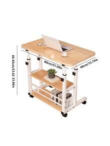 1pc Portable Rolling Laptop Desk - Adjustable Height Mobile Side Table With Wheels, 23.7"/31.5" C-Shaped Desk For Bed, Sofa, Recliner, Home Office - Lockable Casters - Multicolor - View 15