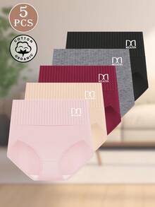MEIYATING 5条装高腰女士内裤，舒适收腹条纹三角裤 - 彩色 - 查看 6