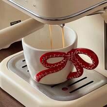 1 Stück kreative, minimalistische handbemalte Keramik-Kaffeetasse mit Schleifen-Griff, für den Hausgebrauch - Verschiedenfarbig - Übersicht 8