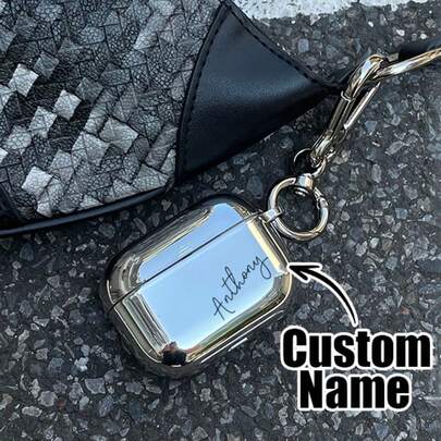 Capa para fone de ouvido personalizada com acabamento espelhado à prova de choque, banhada a prata, design temático de Halloween com fantasminha, item estiloso para o Halloween, presente ideal para a família na Páscoa e festas.