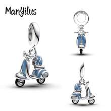 1 pieza Manyilus Original 925 Plata de Ley Colgante de Encantos de Viaje, Encanto de Bicicleta Azul Brillante, Encanto de Cámara Retro de Viaje, Encanto de Mochila de Oso Lindo, Encanto de Maleta, Encanto de Motocicleta Azul Pequeña, Encanto de Taxi Viaje de Amor, Encanto de Globo Giratorio, Encanto de Faro de Luz Nocturna - Multicolor - Ver 4