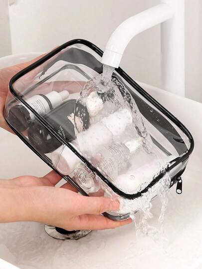 3pcs Transparent PVC Zipper Makeup Bag Set, Portable Clear Toiletry Bag, Travel Zipper Storage Pouch, Suitable For Business Trip, Vacation, Bathroom Storage, Unisex Minimalist Clear Organizer Bag, EVA Material Toiletry Cosmetic Bag Set With Zipper - Transparent, Travel Organizer Bag. Suitable For Backpack, Travel Essentials, Beach Vacation. 1 Quart Clear Waterproof Makeup Bag, Meets Carry-On Standard, Bohemian Style.