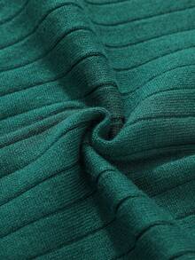 Men's Green Knitted Polo Collar Short Sleeve Shirt, Lightweight Breathable Moisture-Wicking Slim Fit Vertical Striped Knit T-Shirt, Summer - Green - View 7