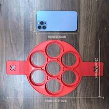 1 Piece Non-Stick Silicone Mold For 4 Mini Pancakes And Eggs - Red, Portable Stove For Easy Baking And Frying, Kitchen Utensil, Suitable For Home And Outdoor Use - 彩色 - 查看 7