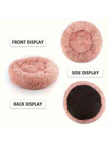 Soothing Dog Bed, Donut Shaped Warm Soft Plush Round Bed, Faux Fur Pad Bed, Suitable For Small/Medium Dogs, Cats, Hamsters, Plush Round Pet Bed, Fluffy Soft Cat Bed, Donut Pet Pad, 2-In-1 Cat Bed For Winter, Warm Sleeping Bag Sofa Mat - Multicolor - View 6