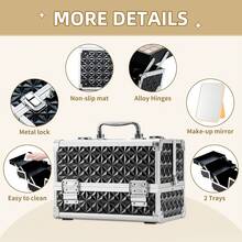 Makeup Case Make Up Box Cosmetic Case Large Makeup Organiser Box With Lockable Large Vanity Case - Black2 - View 3