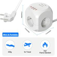 HITRENDS 【充电神器】ins风迷你立方体插座 | 8合1快充+6重防护 | 宿舍/旅行/办公便携式高颜值桌面收纳盒，防火电源插座