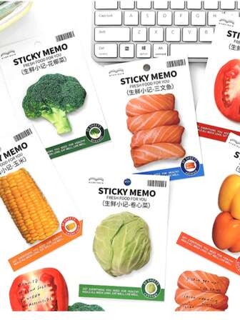 PaperMore geformte Haftnotizen, Memo-Block mit Frischlebensmittel-Thema, geeignet für Scrapbooking, Kühlschrank, Nachrichten hinterlassen
