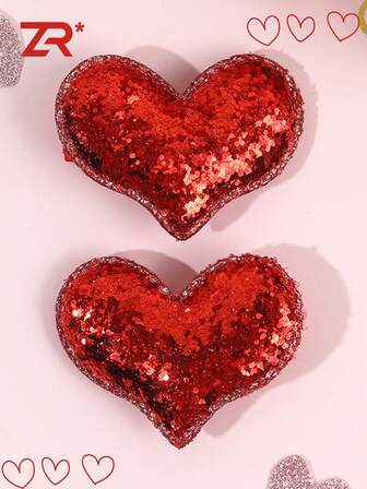 2 st hjärtformade hårspännen, lämpliga för flickor och tonåringar, glänsande röda hårspännen, presenthårspännen, söta och gulliga hårspännen, håraccessoarer för dejter, för kvinnor, klospännen, hårspännen, hårspännen