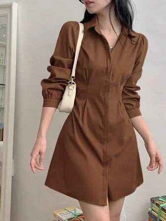 Vestido corto casual y elegante de Roviva con botones delanteros y cintura ceñida, adecuado para volver al colegio, el Día de San Valentín, la oficina, una cita, vacaciones, fiestas, vestido de otoño para mujeres