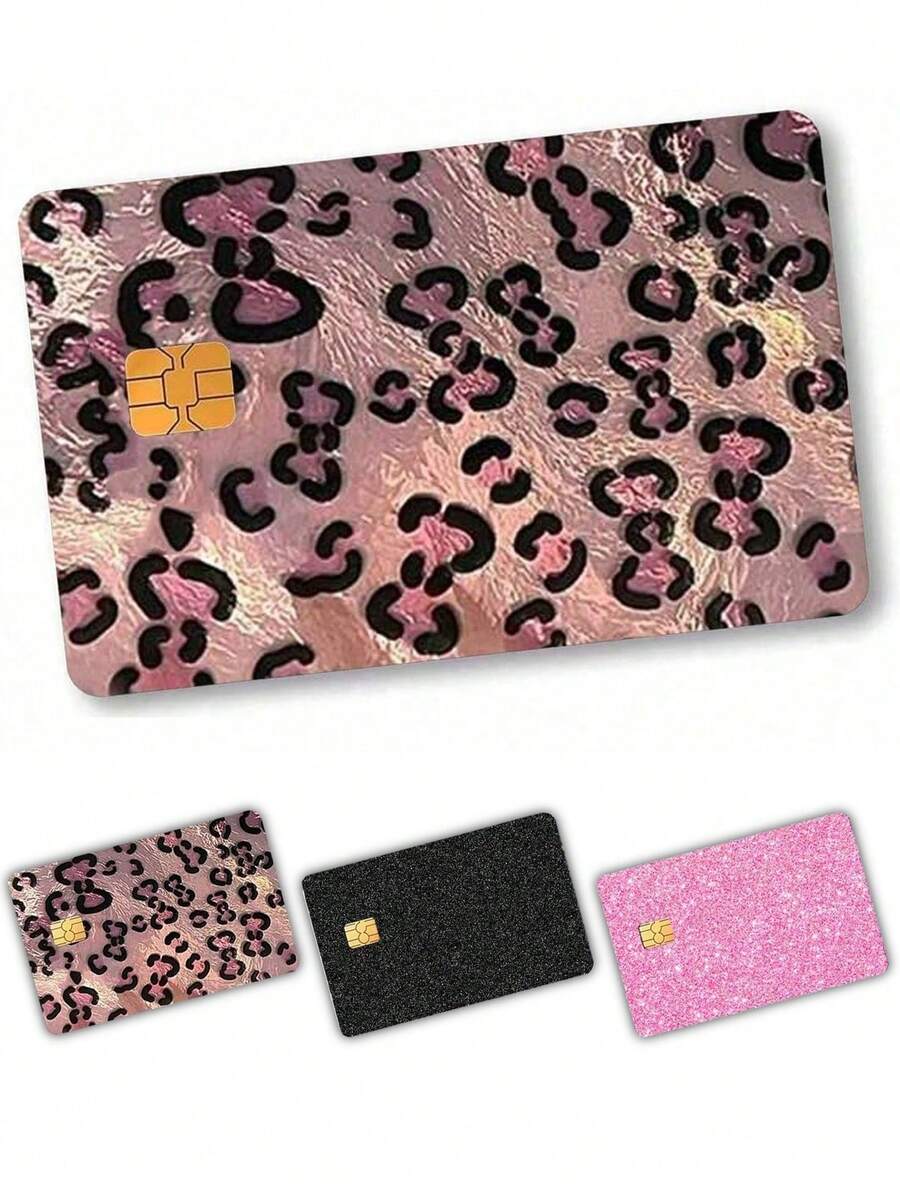 豹纹亮片卡贴,亮片卡套,迪拜奢华风,酷炫水晶哑光星空银色亮片纯色图案贴纸,适用于信用卡、借记卡、交通卡、门禁卡,防水、防刮、耐磨、防指纹、隐私保护功能,可装饰信用卡、银行卡、交通卡,男女通用,送给丈夫、妻子、朋友的趣味礼物 - 彩色 - 查看 1