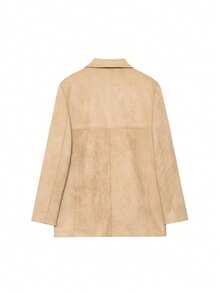 Damen Einfarbige Blazer Jacke mit Knöpfen und Fake-Taschen, Lässig mode