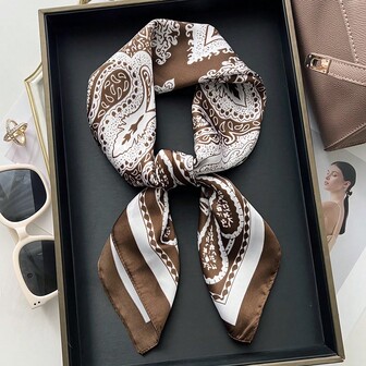 1 st. liten fyrkantig retro halsduk i konstsilke, mångsidig tunn halsduk med paisleymönster, elegant slips för skjortkrage