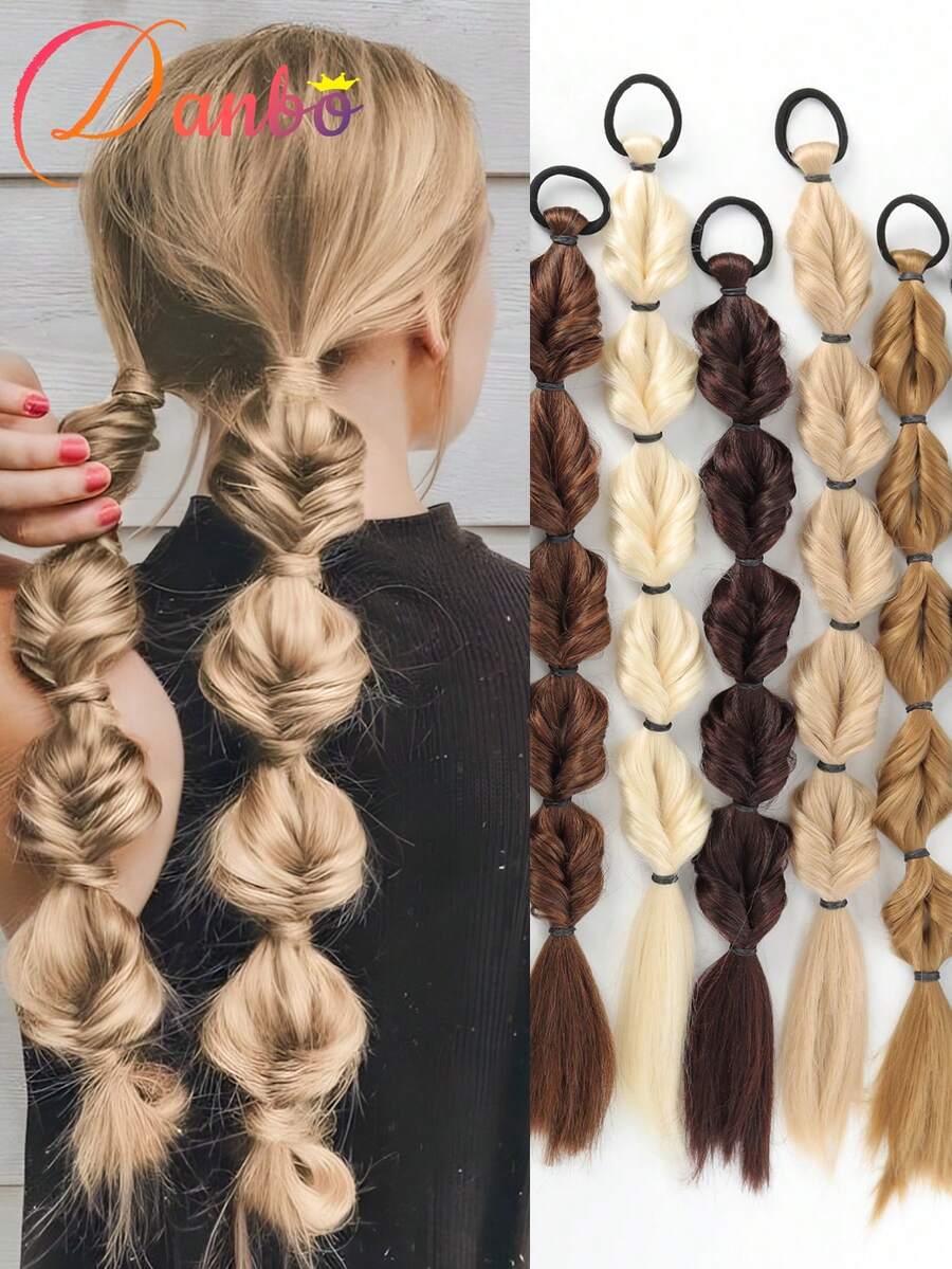 Tóc giả buộc đuôi ngựa tết 20 inch kèm dây thun co giãn cho nữ, tóc tết xoắn, buộc tóc kiểu dreadlock, tóc tết đuôi ngựa lồng đèn cho nữ, sử dụng hàng ngày - Nhiều màu - Xem 1