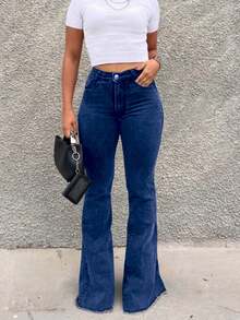 Women's Flare Jeans With Elastane Fabric - Distroi Escuro - View 4