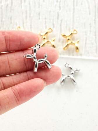 10件套金银3D气球狗金属饰品吊坠耳环手链DIY项链饰品制作饰品