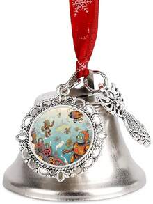 Steampunk - Campana de Navidad anual 2025 incluye una cinta roja para colgar, decoración de árbol de invierno - Campana de ala - Ver 10