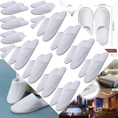 Disposable Non Slip Slippers For Travel Home Hotel Salon Soft Velvet Closed Toe For Women And Men