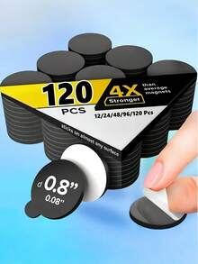 圆形磁性冰箱贴、强力自粘磁性片、白板磁铁、黑板磁性圆点 - 黑色 - 查看 2