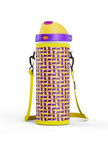 Botella de agua aislada al vacío Meoky de 24 onzas con funda, tapa con pajita/boquilla de 2 en 1, acero inoxidable, mantiene frío durante 24 horas, a prueba de fugas, cabe en el portavasos del coche, ideal para deportes, viajes y la escuela - Amarillo - Ver 8