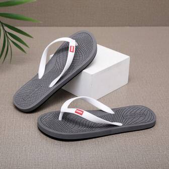 Men's Flip Flops, High-End Non-Slip Odor-Resistant Thong Sandals, Fashionable Rubber Outdoor Thick-Soled Beach Shoes