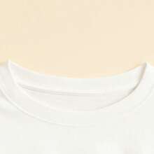 Camiseta de algodón de manga corta para mujer, casual, de cuello redondo y longitud regular, con gráficos únicos en la parte delantera - Blanco - Ver 5