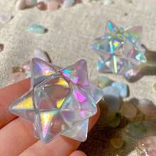 1pc Rainbow Aura Crystal Star - Quartz Merkaba Star, Rainbow Energy Crystal Star, Quartz Crystal Star, Crystal Star, Mineral Specimen, Ideal For Home Decor, Crystal Gift, Home Decoration, Red Crystal Star, White Crystal Star, Yellow Crystal Star - 1pc - View 2