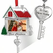 Our First in Our New Home Photo Ornament 2023 - House Warming Gifts New Home - Housewarming Gifts New House Picture Frame Ornament - Decoration New Home Gifts Ideas - Oro, rojo, plata - Ver 2