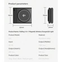 1pc 3-In-1 Wireless Charger, Metal Magnetic 15W Qi2 Fast Wireless Charging Pad Compatible With Smartphone, Watch & Earbuds, Crystal Panel Physical Cooling - Yellow - View 13