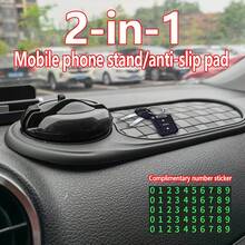 1pc 360° Rotating Car Anti-Slip Mat With Car Phone Holder & Parking Number – Active Anti-Slip Dashboard Organizer For Keys, Mobile Phones, And Navigation Devices. Durable Black Design Suitable For Car Interior Decoration, Car Phone Holder, Navigation Aid, And Car Accessories.