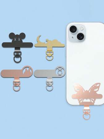 5 piezas (estilo aleatorio) Nuevo clip de agarre de teléfono de múltiples formas, rotación de 360 grados, colgante de cordón de teléfono ultrafino