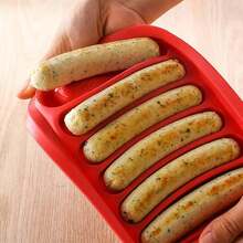 1pc Silicone Sausage Mold, 6-Cavity - Homemade Hamburger Hot Dog Ice Loaf Candy Jelly Chocolate Tray Mold, DIY Family's Hot Dog Egg Sausage Baking Mold With Lid - Multicolor - View 3