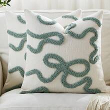 Gối trang trí thêu họa tiết phong cách Bắc Âu 45*45cm, gối bông mềm mại có tua rua cho ghế sofa, giường, bệ cửa sổ (1 chiếc, 2 chiếc tùy chọn) - Màu xanh Bạc hà - Xem 11