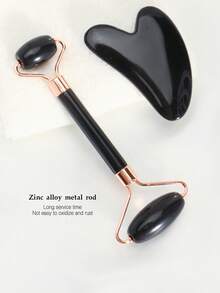 2 pezzi/set Rullo massaggiante facciale e per gli occhi multifunzionale in resina nera, bastone massaggiante Gua Sha a doppia testina, strumento per la bellezza del viso adatto sia per uomini che per donne, prodotti per la cura della pelle, spa, cura di sé, strumenti per la cura del viso, massaggio, strumento per il massaggio del viso, rullo per il viso