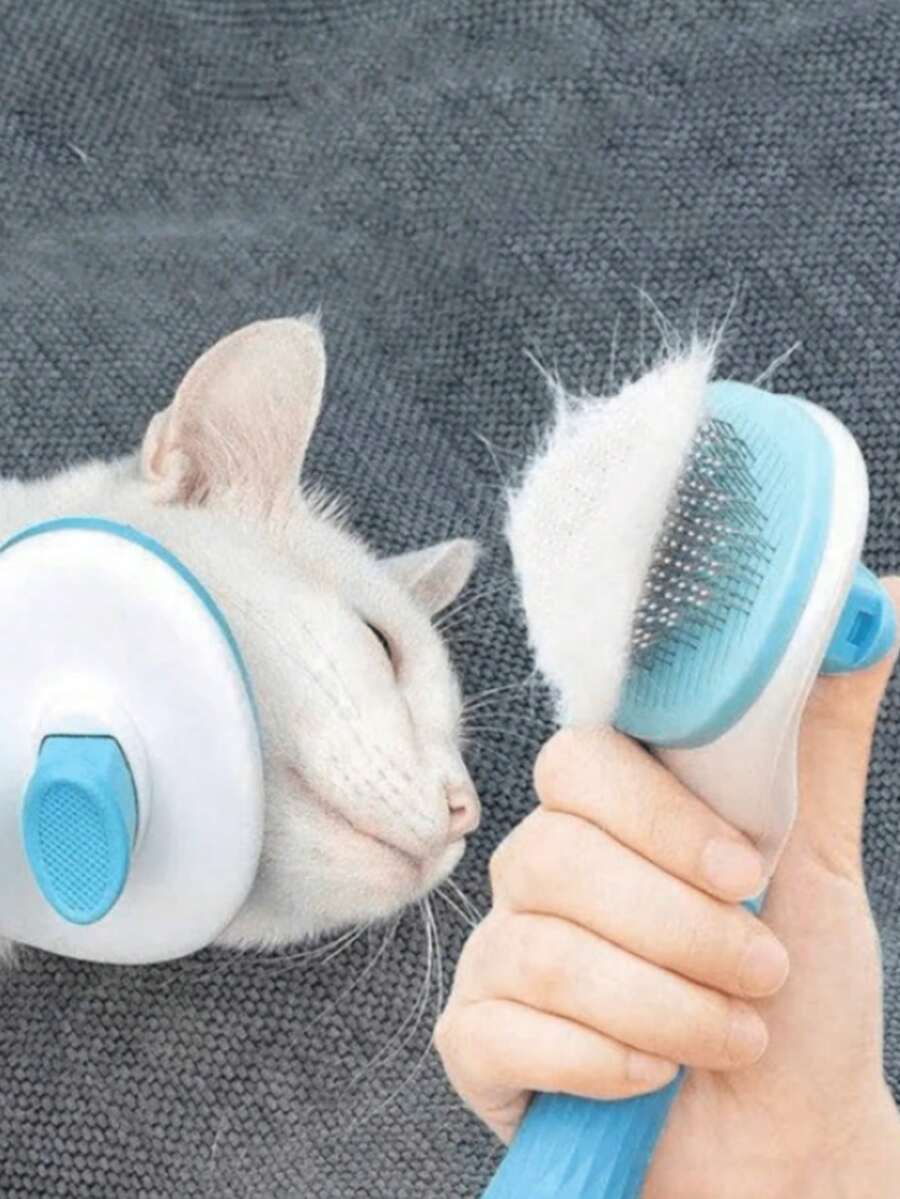 1个宠物毛发去除梳，一键去除毛发，自动去毛美容刷，适用于狗、猫 - 彩色 - 查看 1