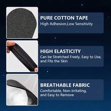 Black Breathable Tape (30pcs - 6 Months Supply), Elegantly Packaged. Comfortable And Easy To Tear, Lightweight And Breathable, Suitable For Outdoor Sports, Bandages, And Fashion Accessories. Unisex. - 黑色 - 查看 5