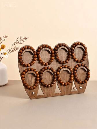 Wooden Bracelet Display Stand, Vertical Jewelry Organizer Rack For Bracelets, Necklaces, Rings, Showcase For Retail Display And Live Streaming