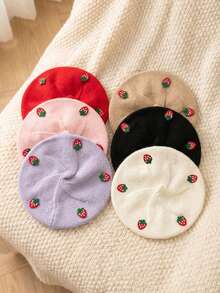 1 pieza Boina de bebé, Sombrero de fresa lindo, Sombrero de pintor para bebé recién nacido de 1 a 3 años, Accesorios exquisitos y lindos, Ropa de niño y niña, Suave, transpirable, cómodo, Colección de primavera/otoño, Accesorios para el cabello de bebé, Accesorios para el cabello de niña pequeña, Atuendos de primavera para niña pequeña, Adecuado tanto para el hogar como para salir, Regalos para bebés, Adecuado para fotografía turística, fiestas de vacaciones - Multicolor - Ver 9