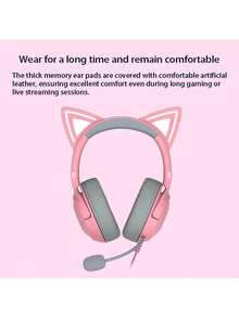 RAZER Kraken Kitty V2 Wired Gaming Headphones With Cat Ear Design, RGB Lighting, Clear And Powerful Sound, Comfortable And Durable Wear - Pink - View 2
