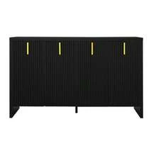 Modern, Minimalist Black Sideboard: The Perfect Combination Of Flexible Storage And Elegant Design. The Sideboard Features Gold Handles And Adjustable Dividers. - Black - View 1