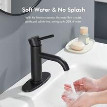 Matte Black Bathroom Sink Faucet Single Handle Vanity Faucet With Pop-Up Drain And 2 Hoses - Black - View 4