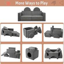 Sofá de Juego para niños, 8 Piezas, sofá modular para niños, sofá para Sala de Juegos, guardería, sofá Convertible para niños con Funda extraíble, Gris Oscuro - Gris - Ver 8